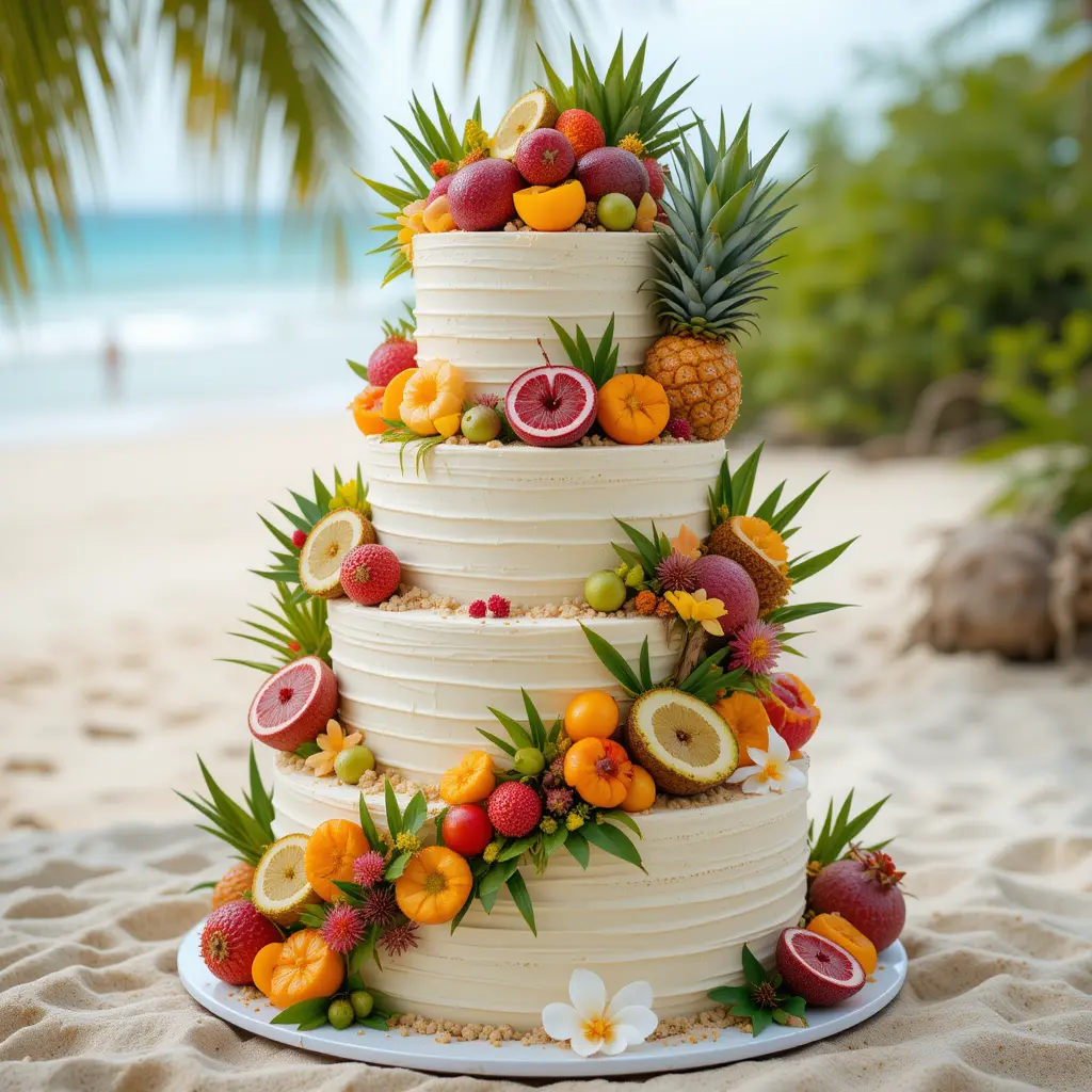 Tropical Fruit Wedding Cake