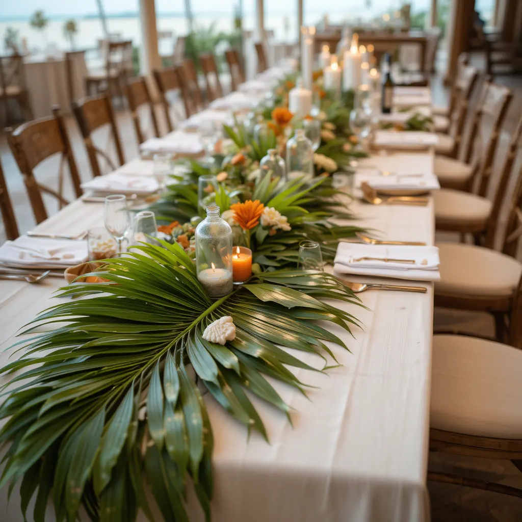 Tropical Palm Leaf Table Runner