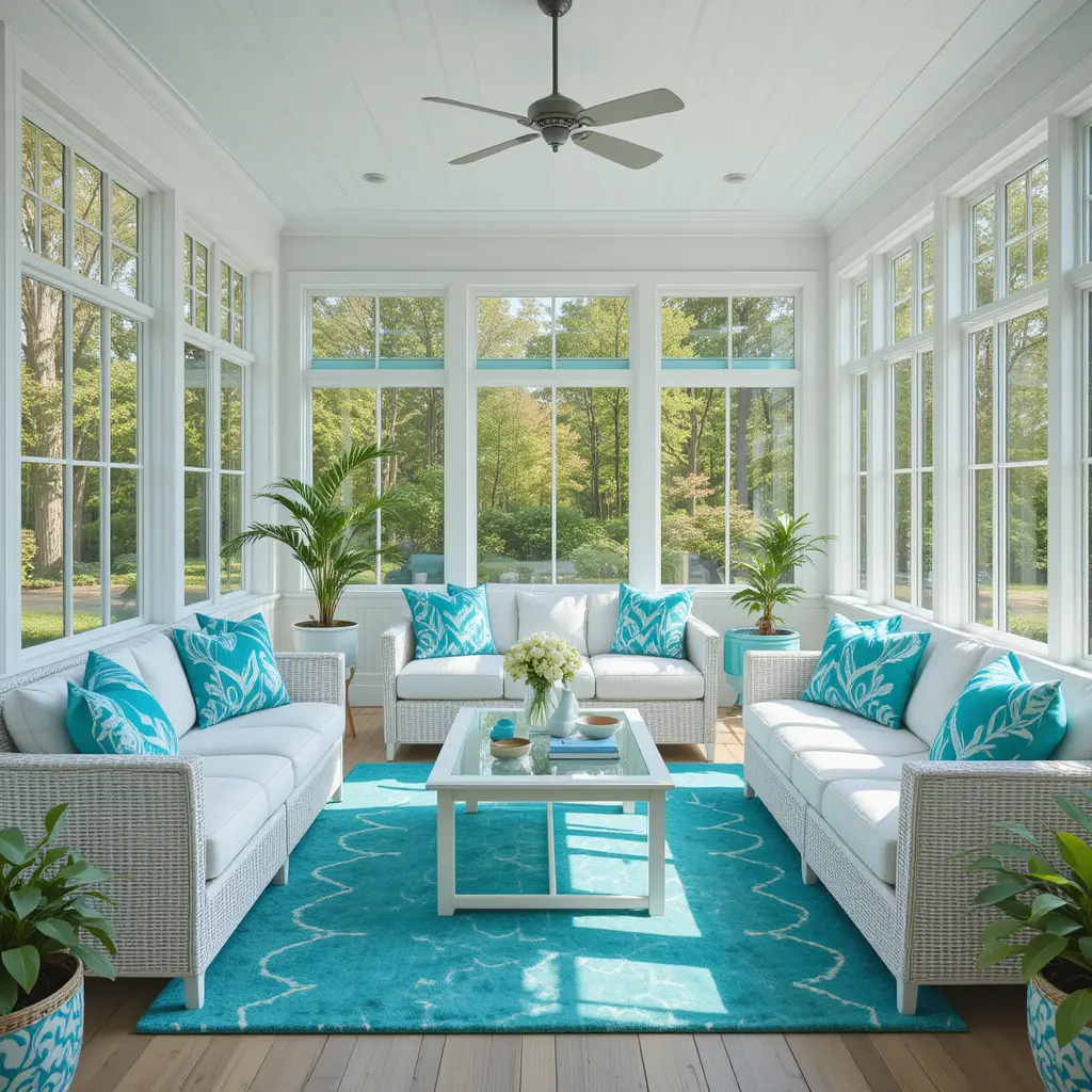 Turquoise Accents with White Furniture