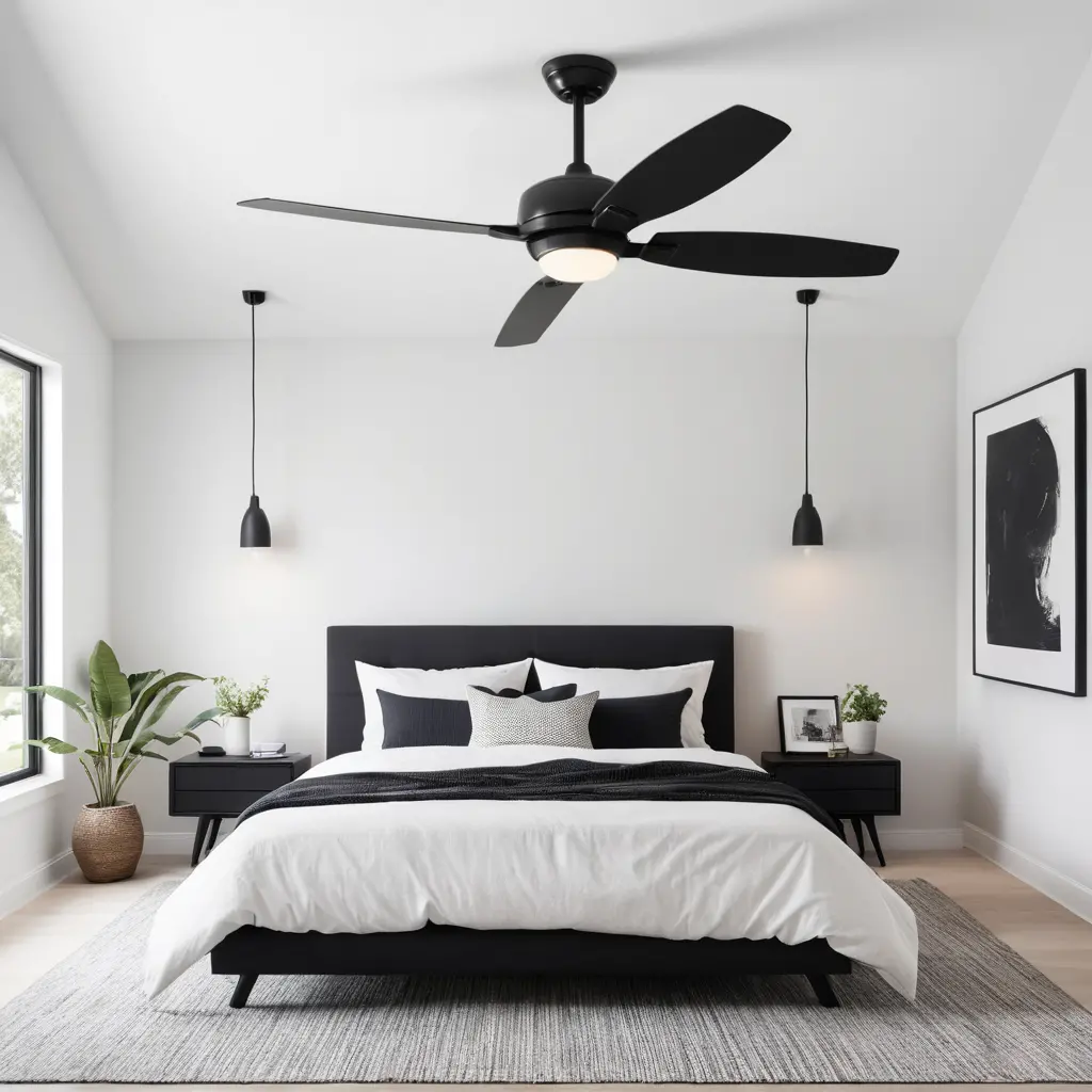 Use Black Ceiling Fans with White Blades