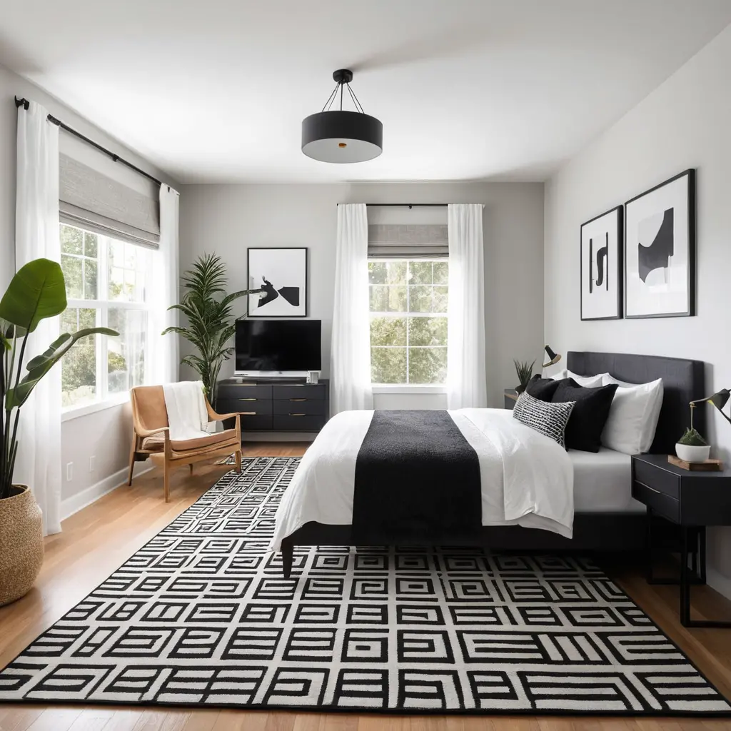 Use Black and White Rugs for Definition