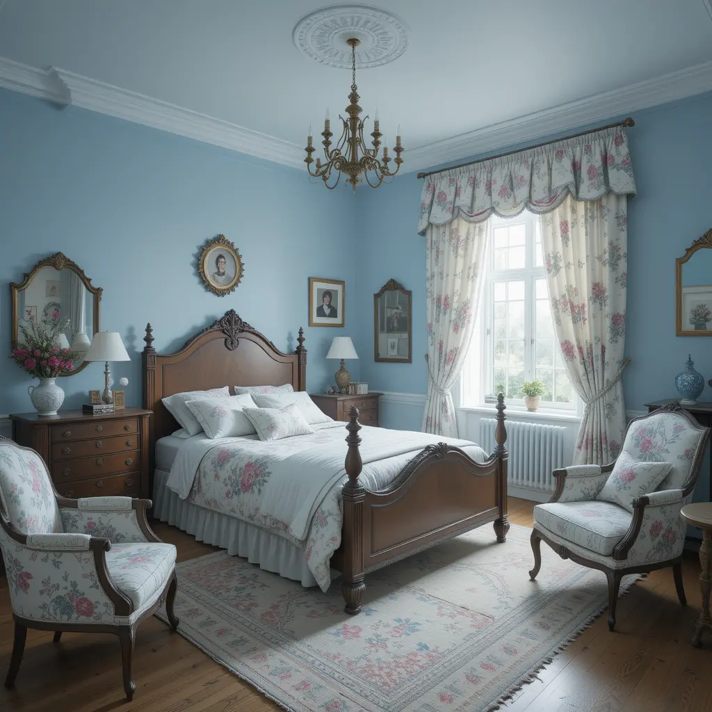 Vintage Blue Bedroom