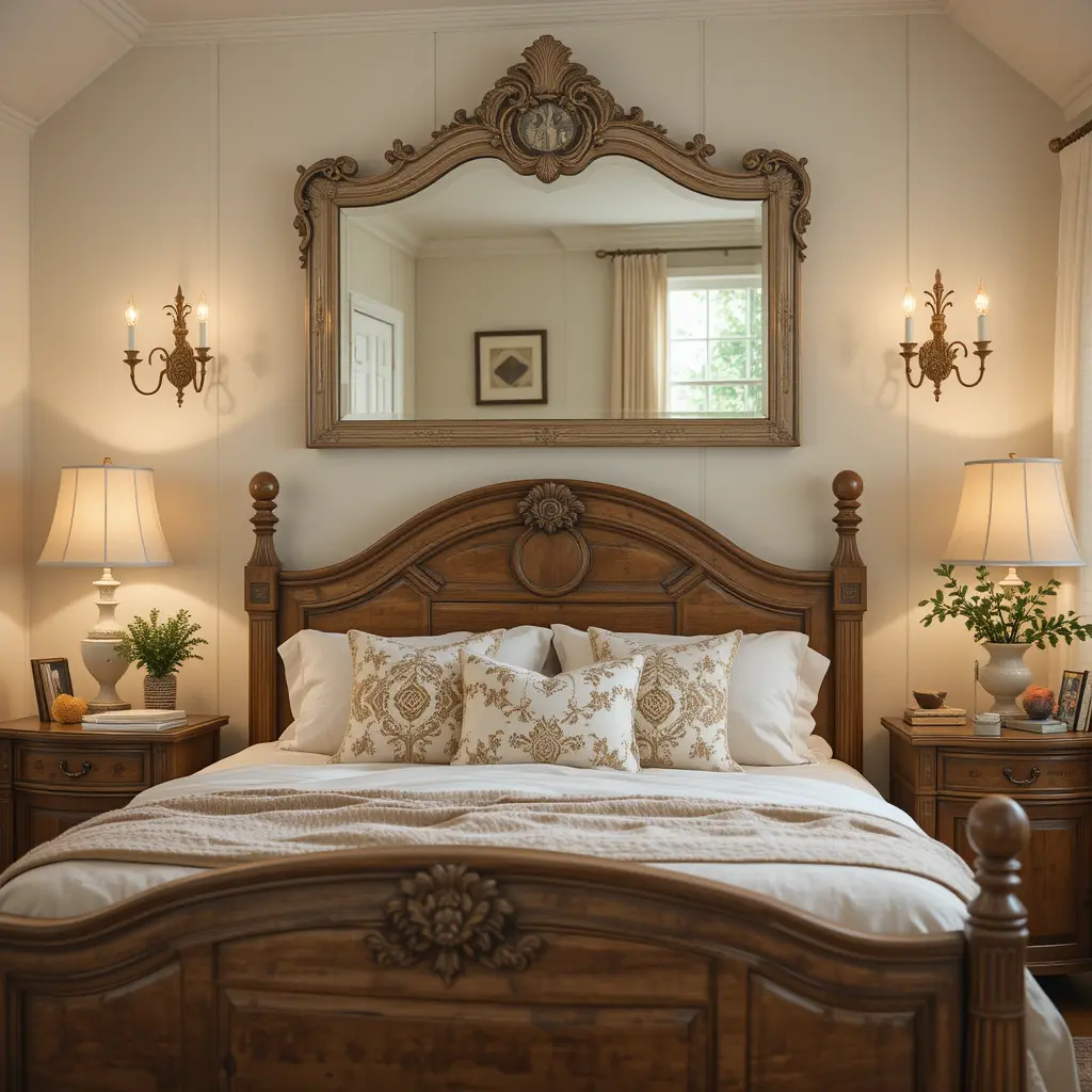Vintage Mirror Above the Bed