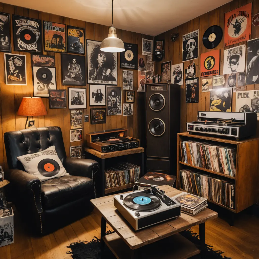 Vintage Record Player Setup