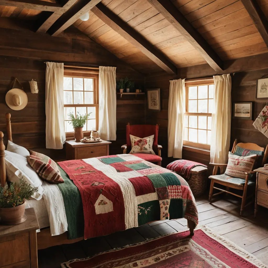 . Vintage Textiles for a Cozy Retreat