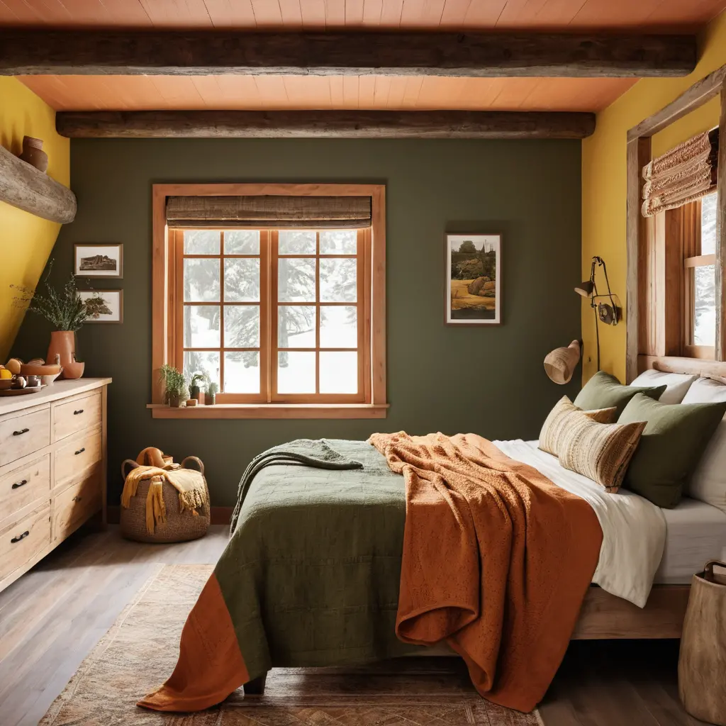 Warm, Inviting Cabin Bedroom with Earthy Tones