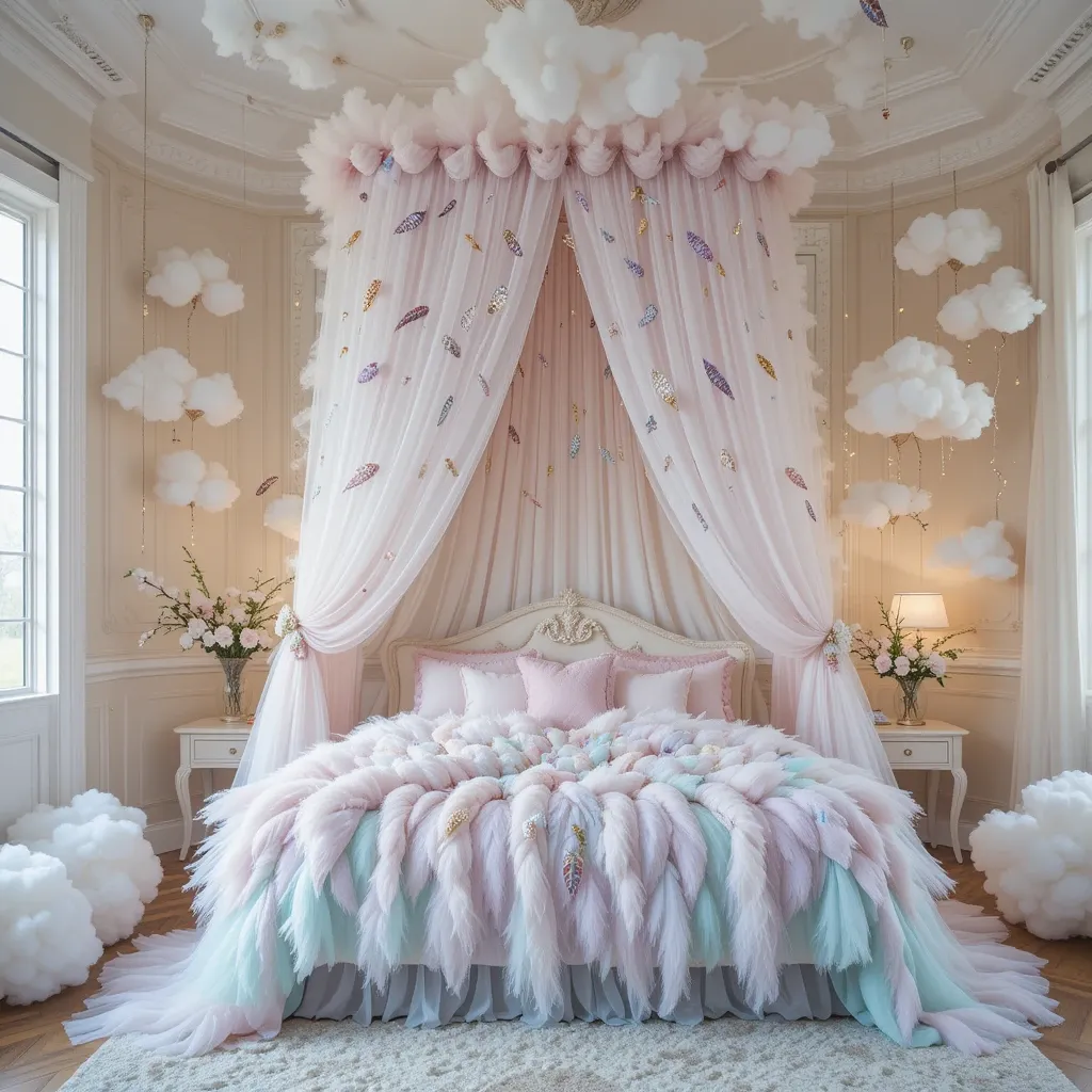 Whimsical Canopy with Feather Accents