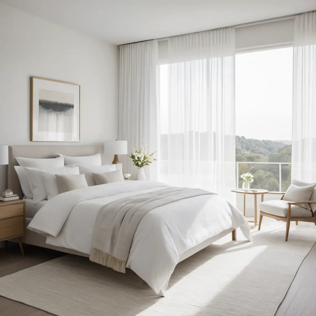White Bedroom with Large Windows