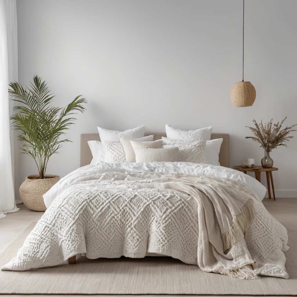 White Bedroom with Textured Bedding