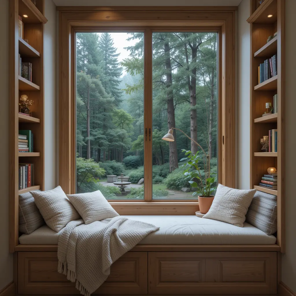 Window Seat with Wooden Frame