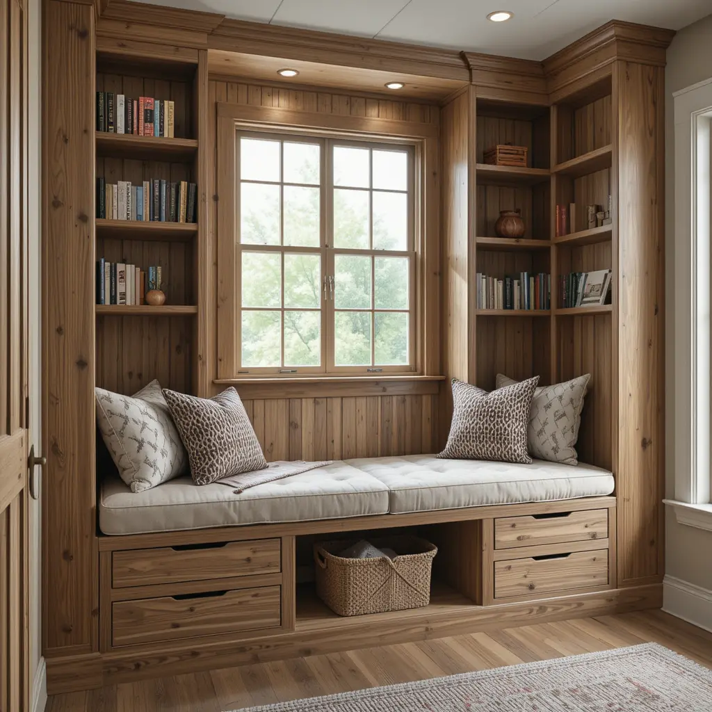 Wooden Built-In Seating with Storage