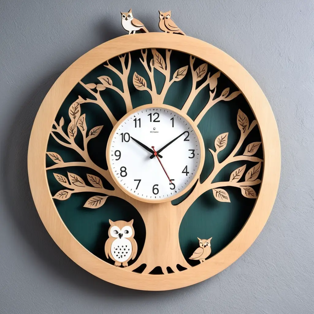 Wooden Forest Themed Wall Clock