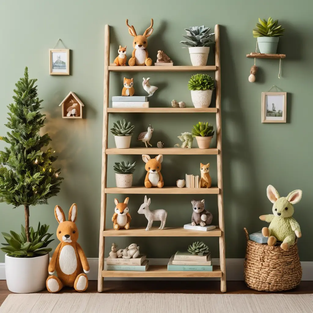Wooden Ladder Book Shelf