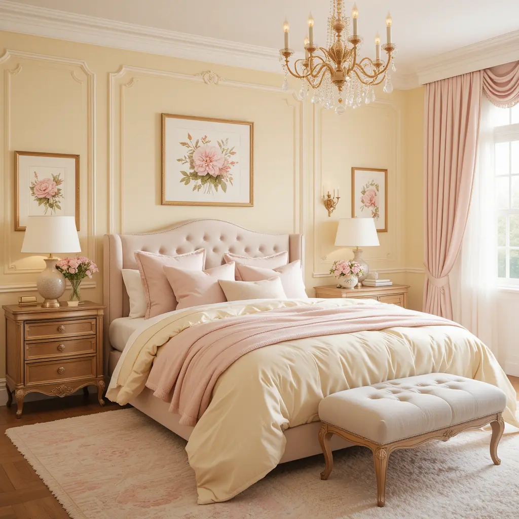 Yellow and Pink Bedroom for a Feminine Touch