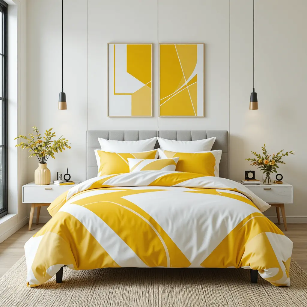 Yellow and White Geometric Designs