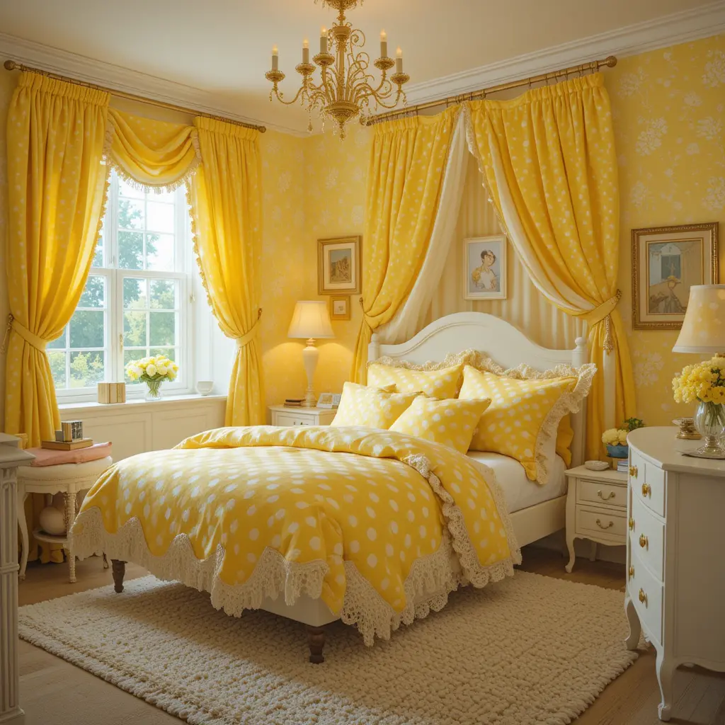 Yellow and White Polka Dot Patterns