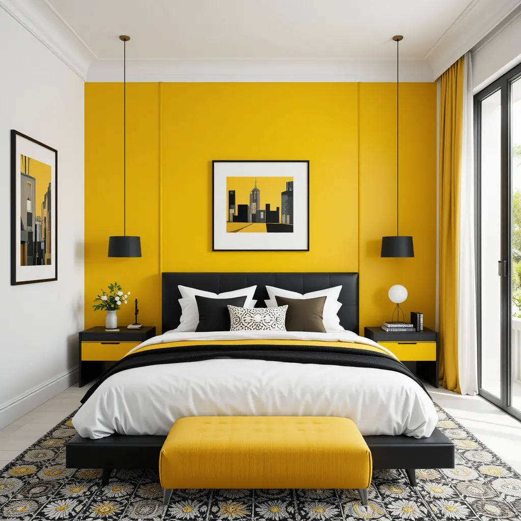 Yellow with Black and White Accents