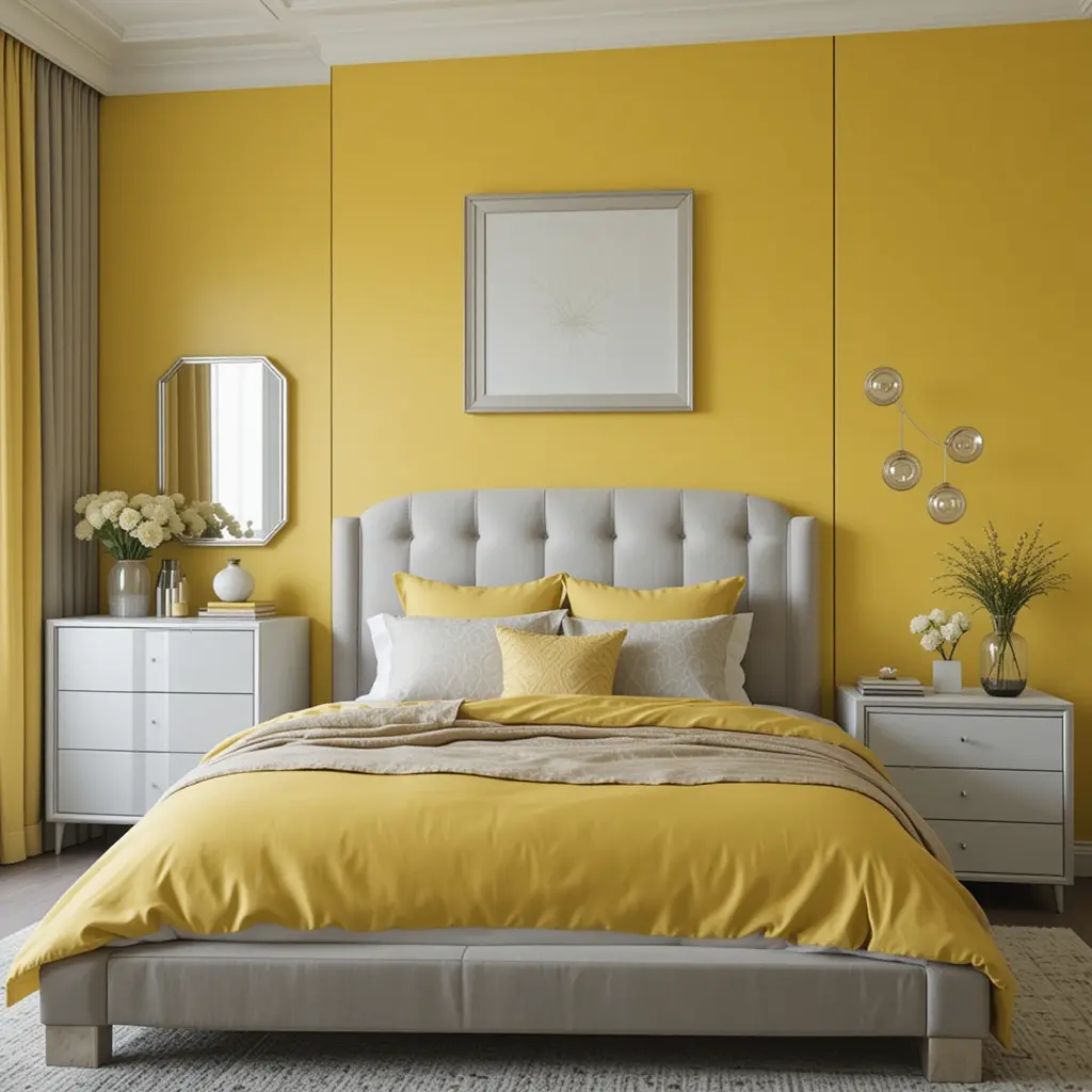 Yellow with Light Gray and Silver