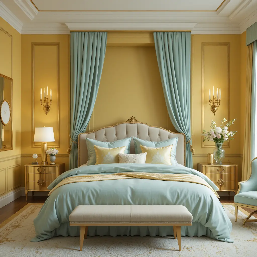 Yellow with Mint and Gold Accents