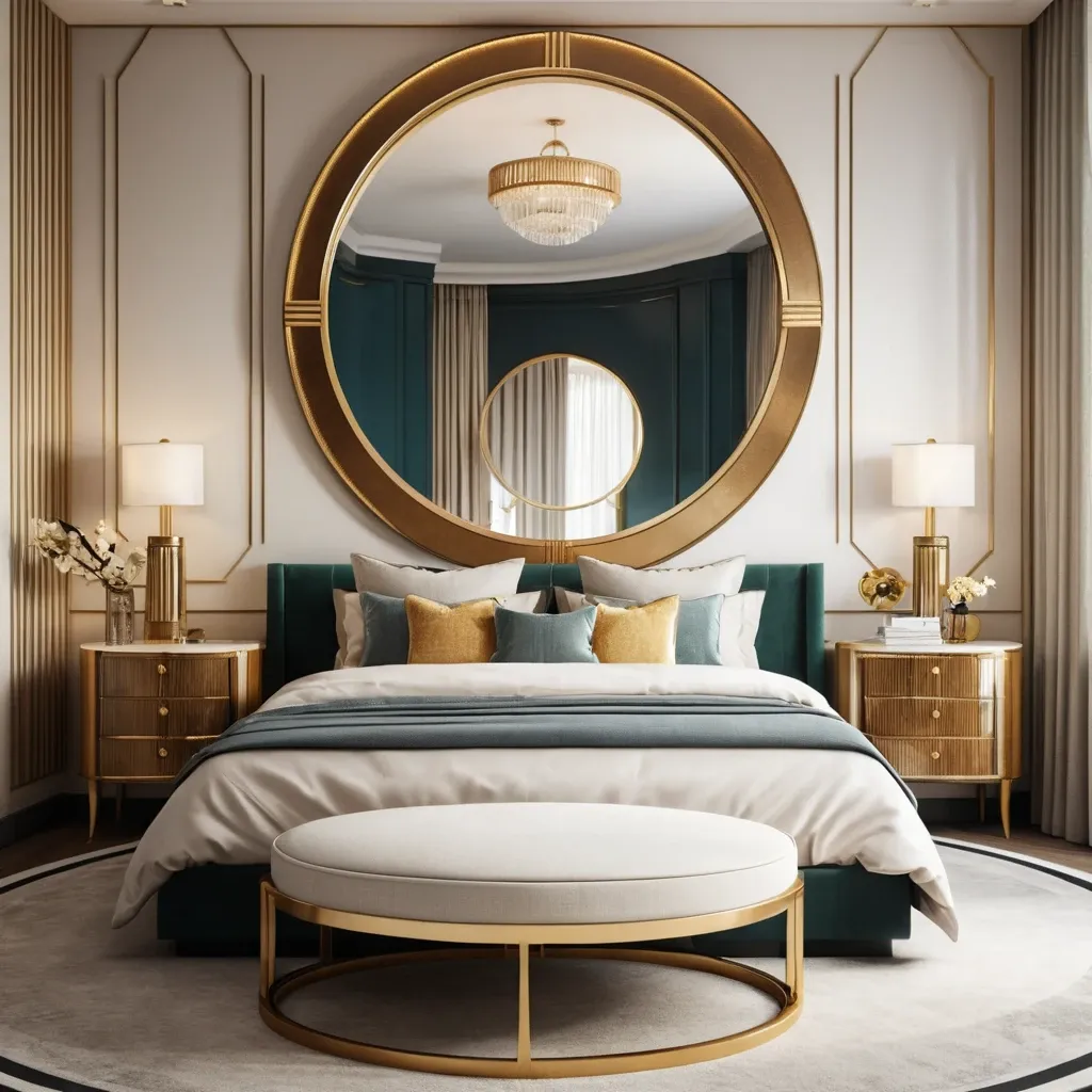 Circular Mirrors with Gold Frames