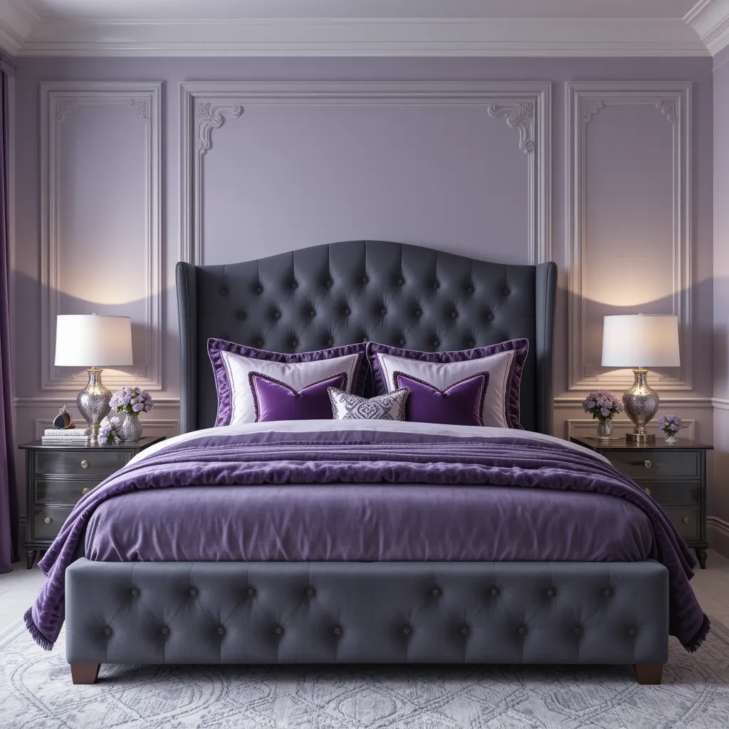 Grey Bedroom Ideas with a Pop of Color Purple