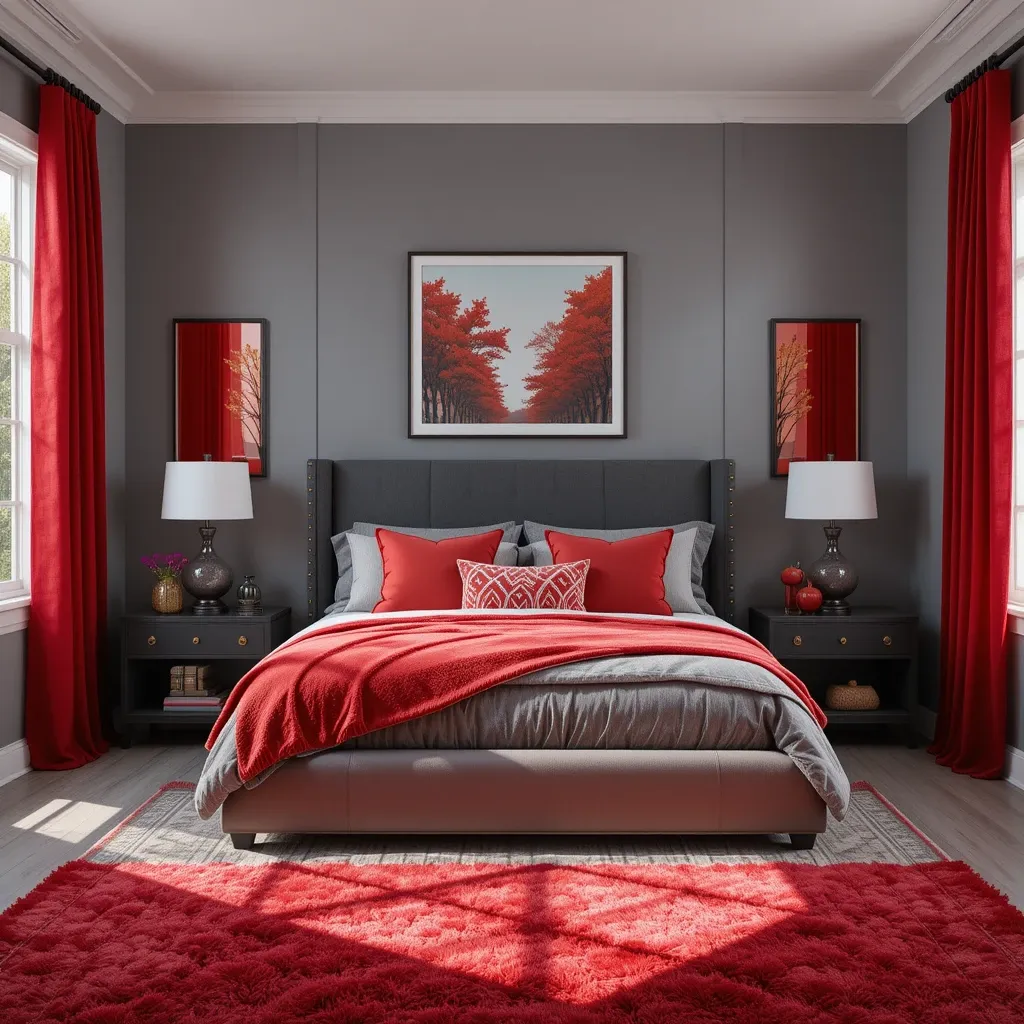 Grey Bedroom Ideas with a Pop of Color Red