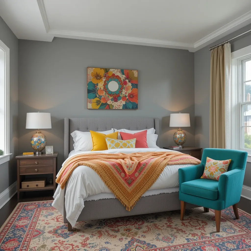 Grey Bedroom Ideas with a Pop of Color