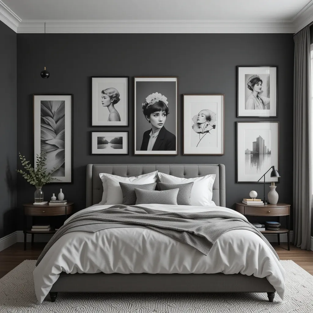 Grey with Black and White Art