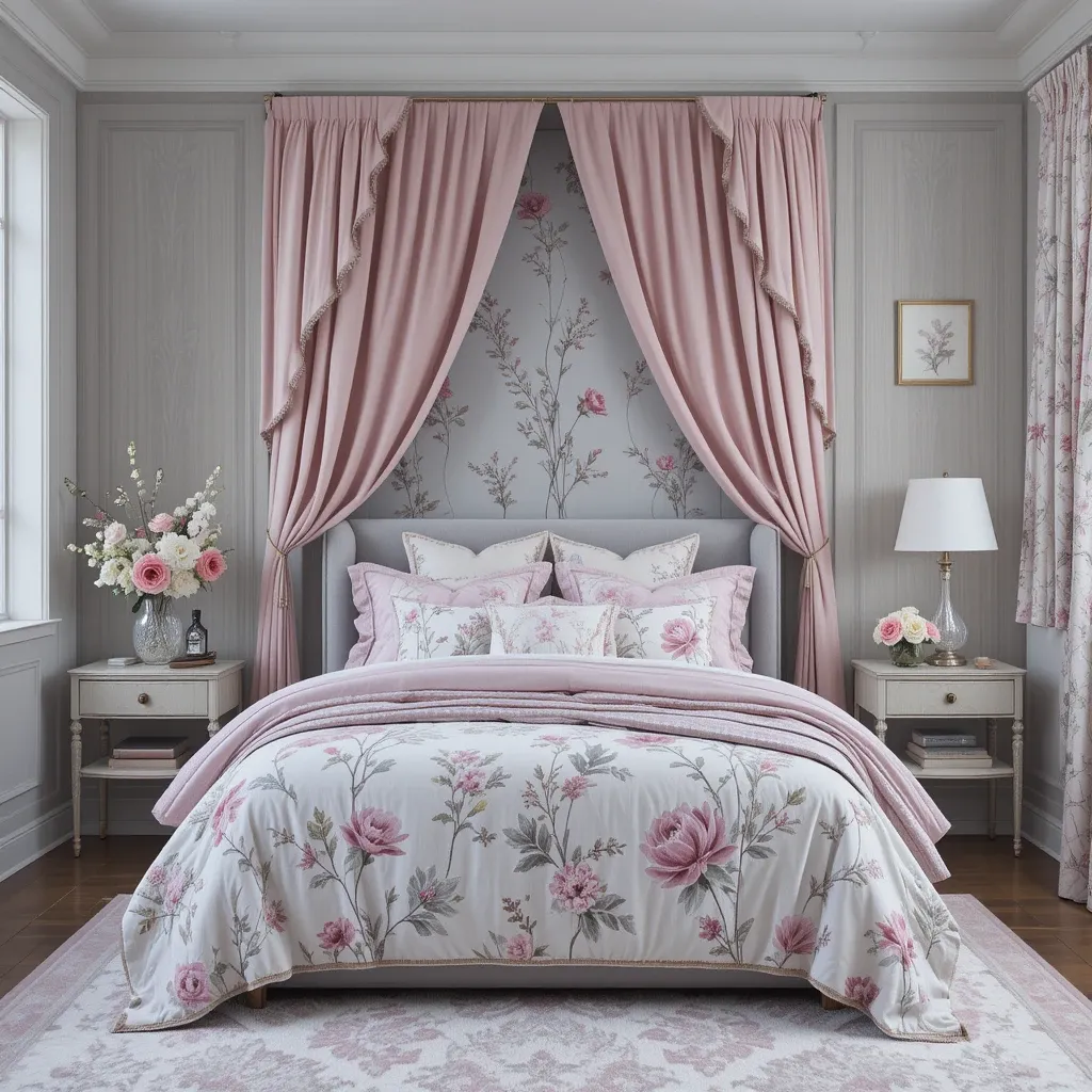 Grey with Floral Patterns