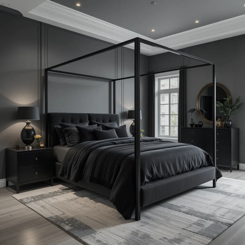 Grey with High-Contrast Black Decor