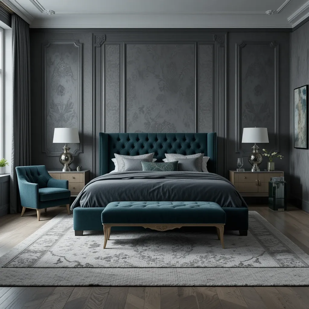 Grey with Velvet Upholstery