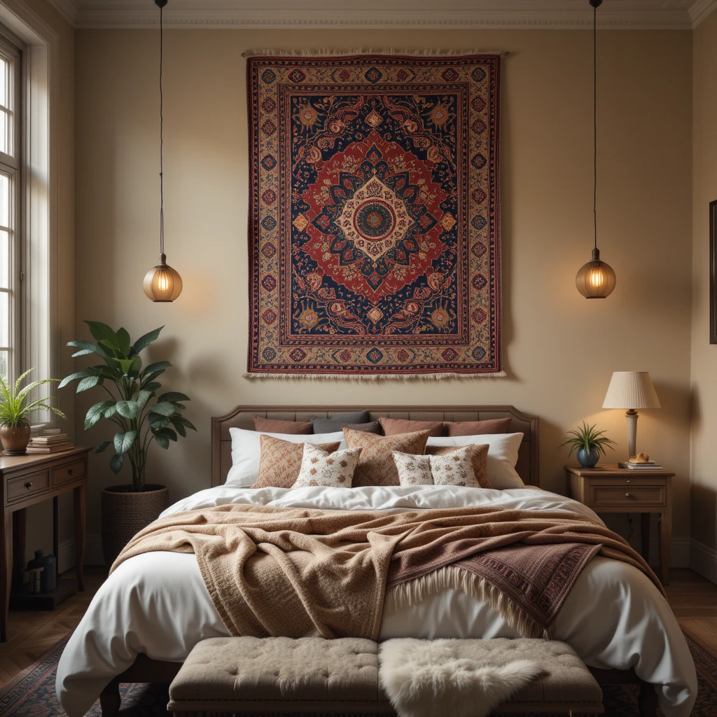 Layered Rugs on Walls