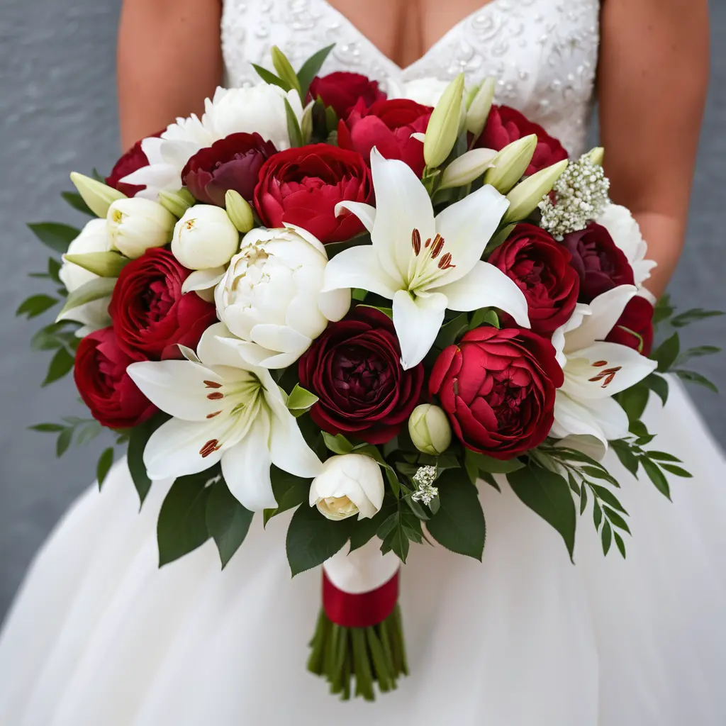 Red and White Bridal Bouquet