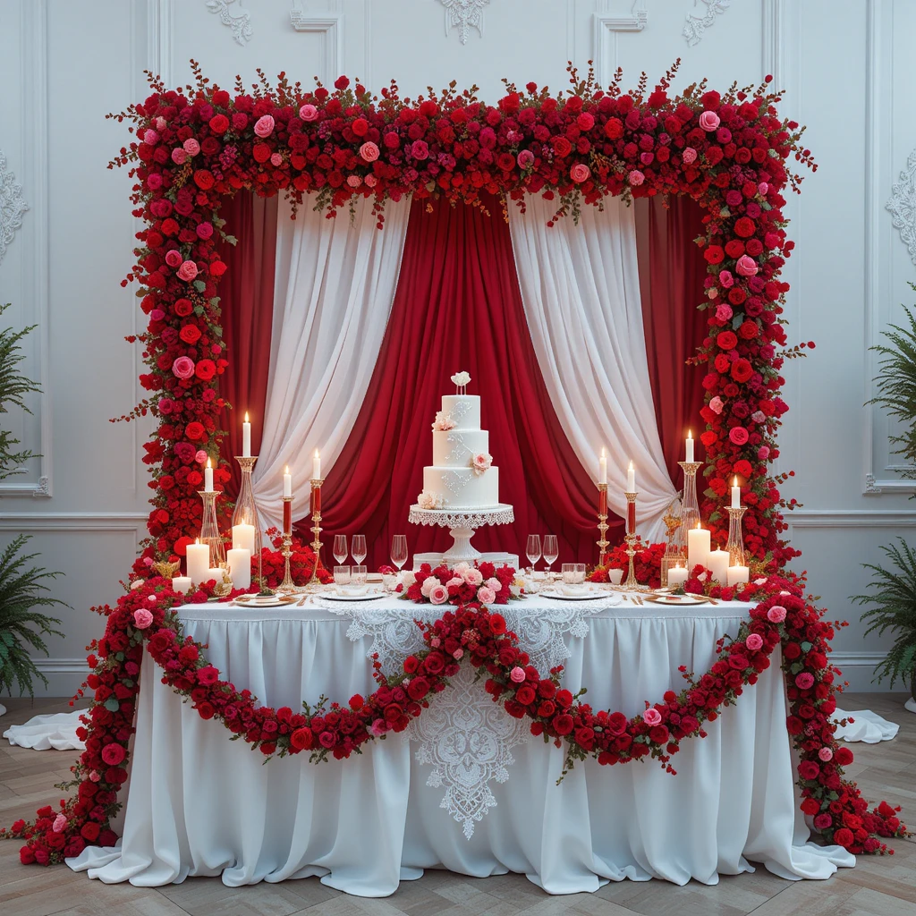 Red and White Cake Table Decor