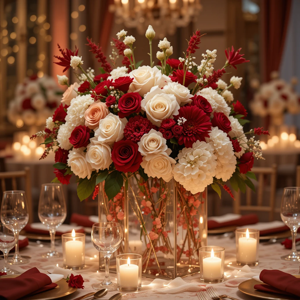 Red and White Centerpieces