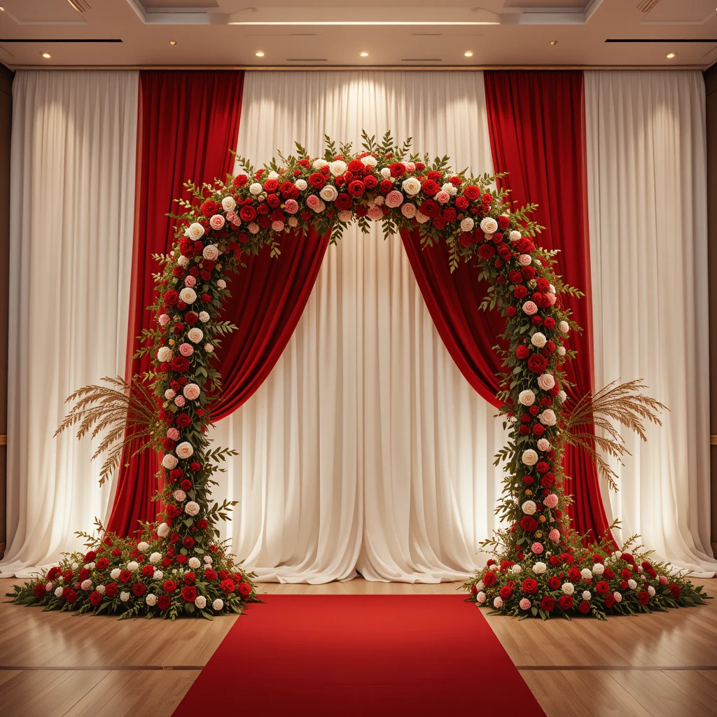 Red and White Ceremony Backdrop