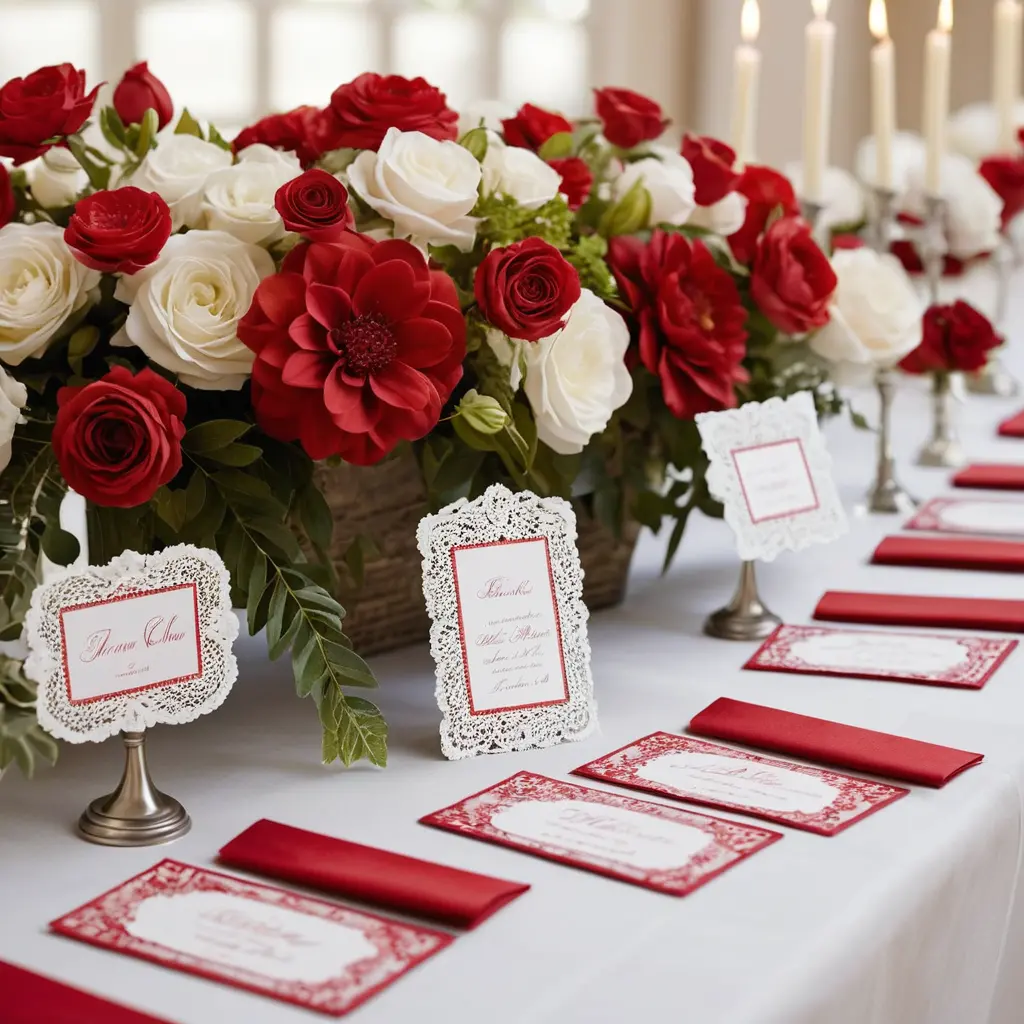 Red and White Escort Cards