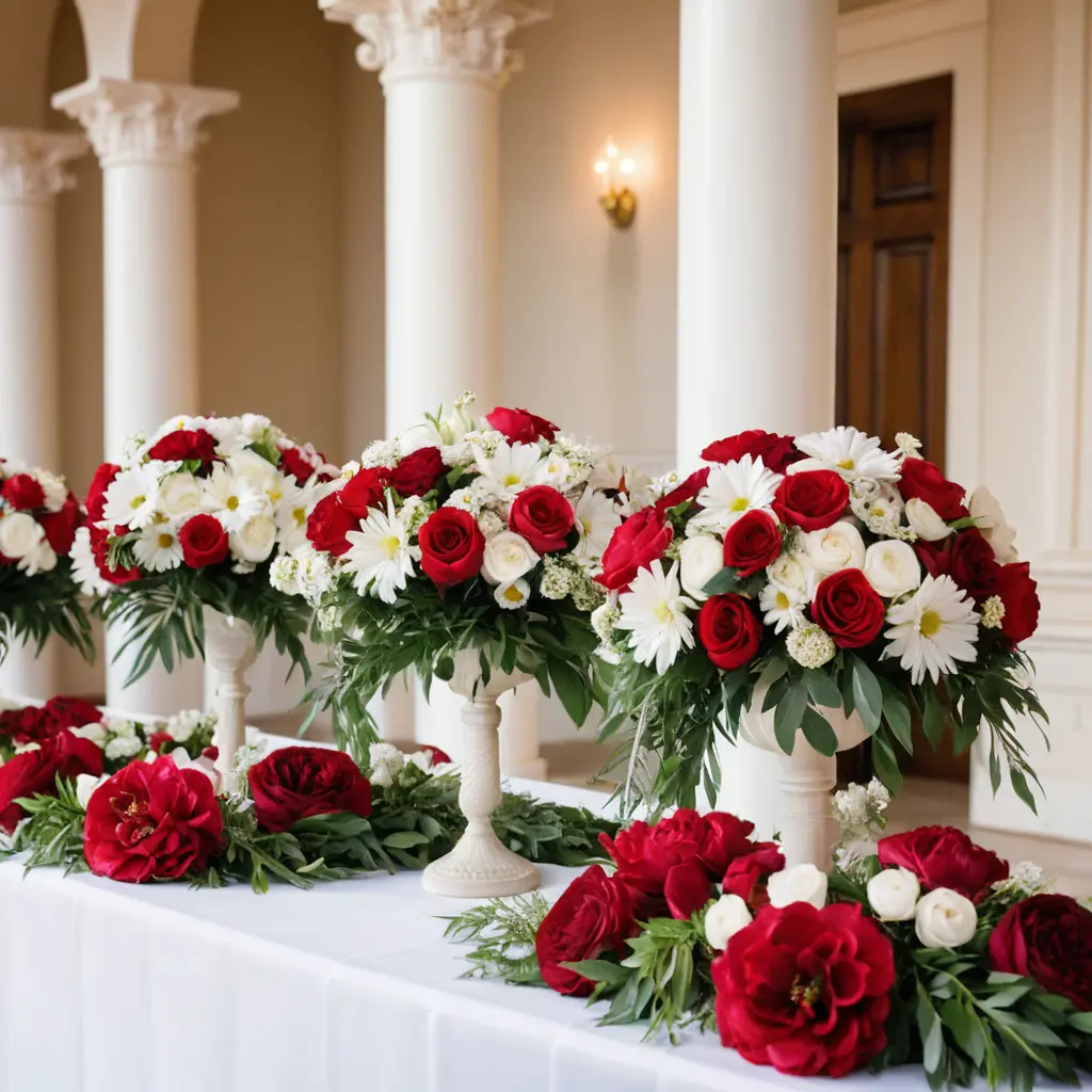 Red and White Floral Arrangements