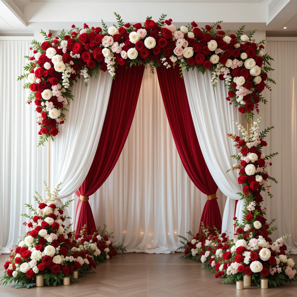 Red and White Wedding Arch