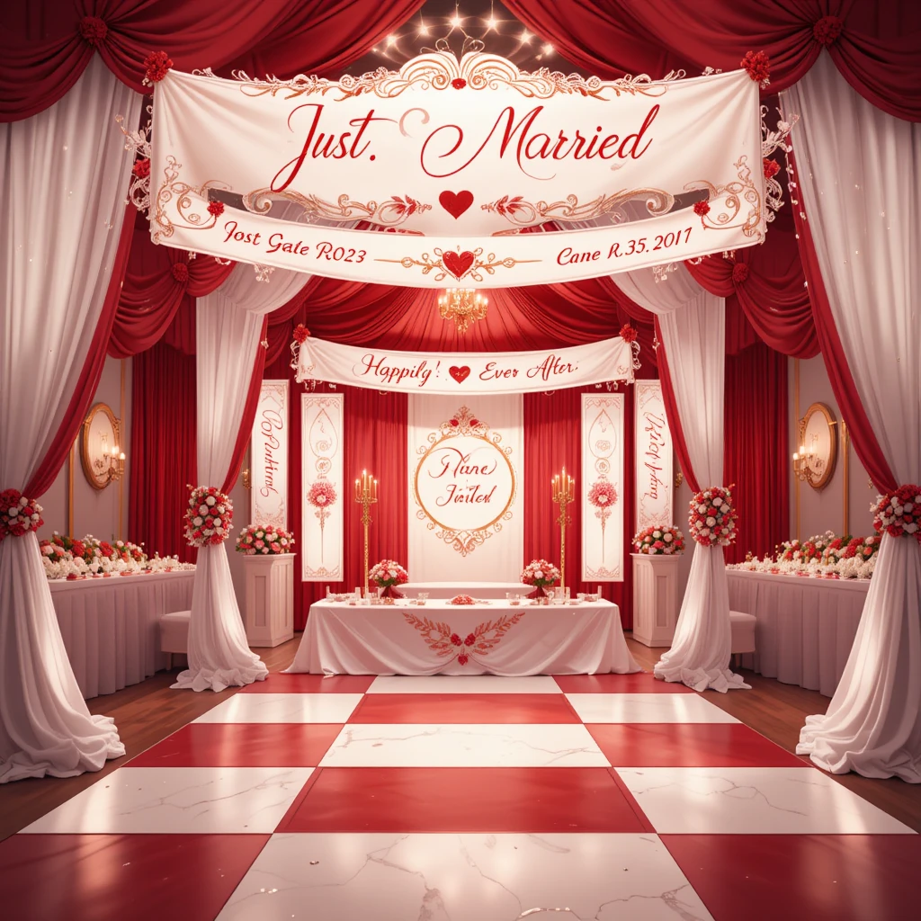 Red and White Wedding Banners