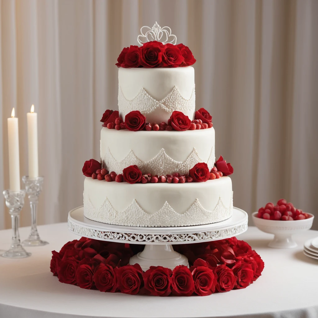 Red and White Wedding Cake Stands