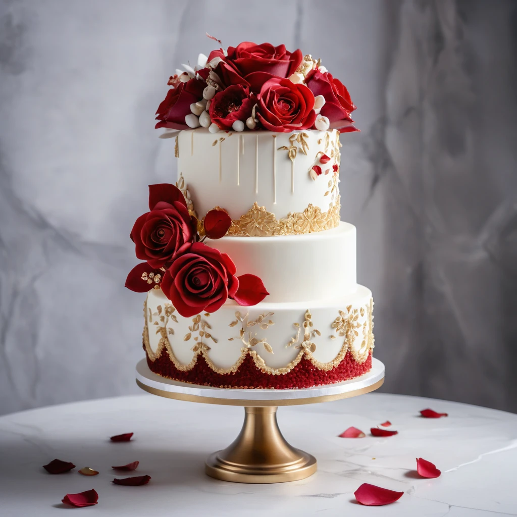 Red and White Wedding Cake