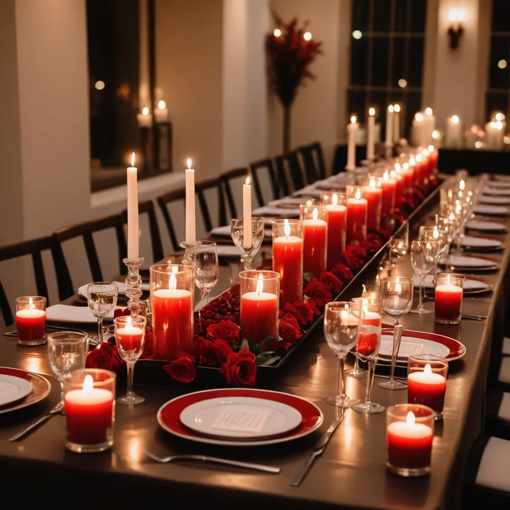 Red and White Wedding Candles