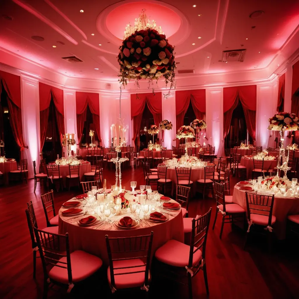 Red and White Wedding Lighting