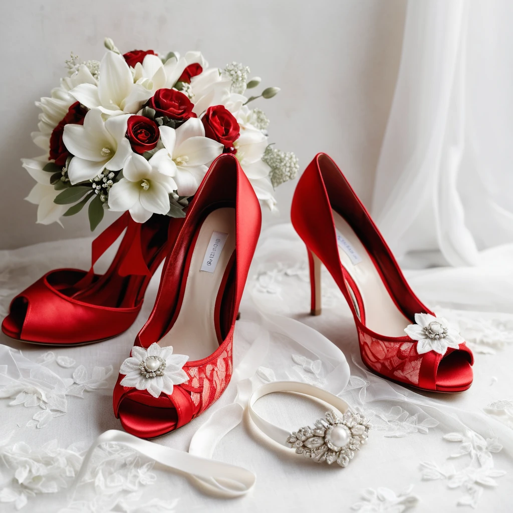 Red and White Wedding Shoes