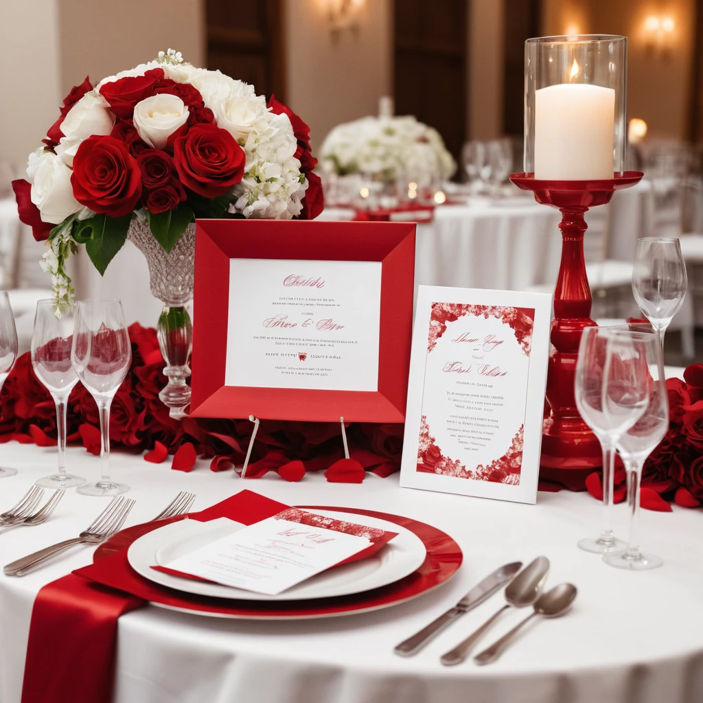 Red and White Wedding Signage and Printed Materials