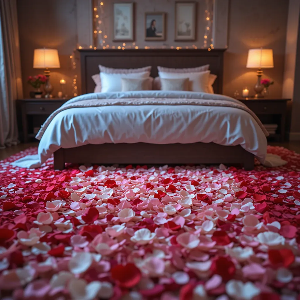 Rose Petal-Lined Pathway to the Bed