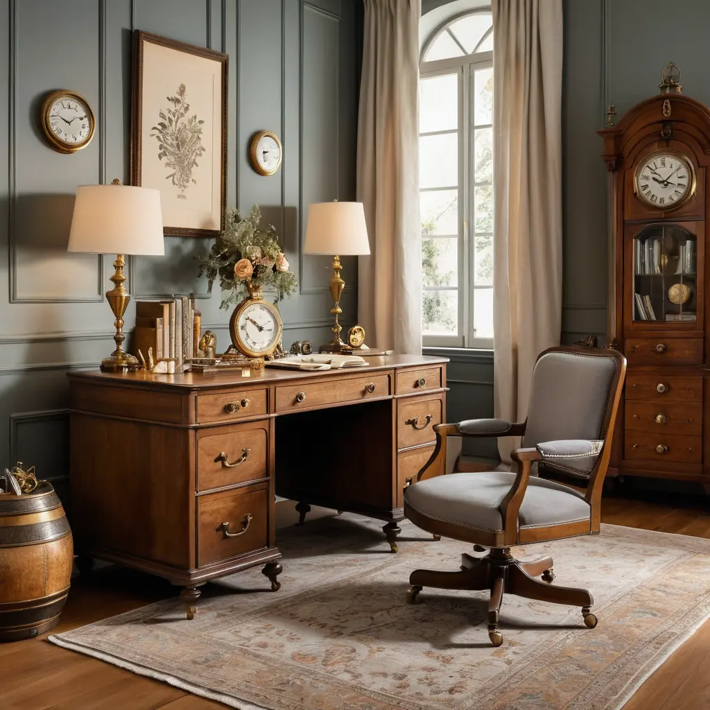 Vintage Desk with Accessories