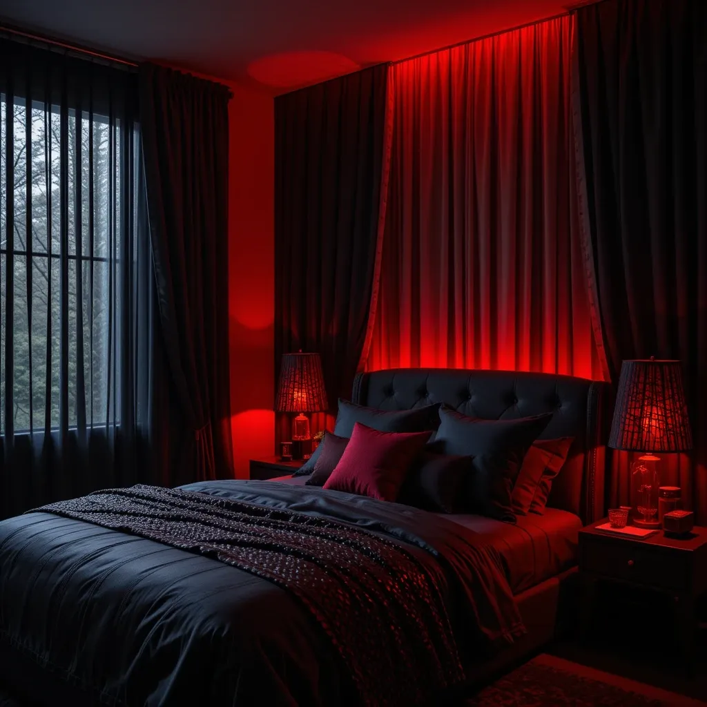 Black Curtains with Red Lighting