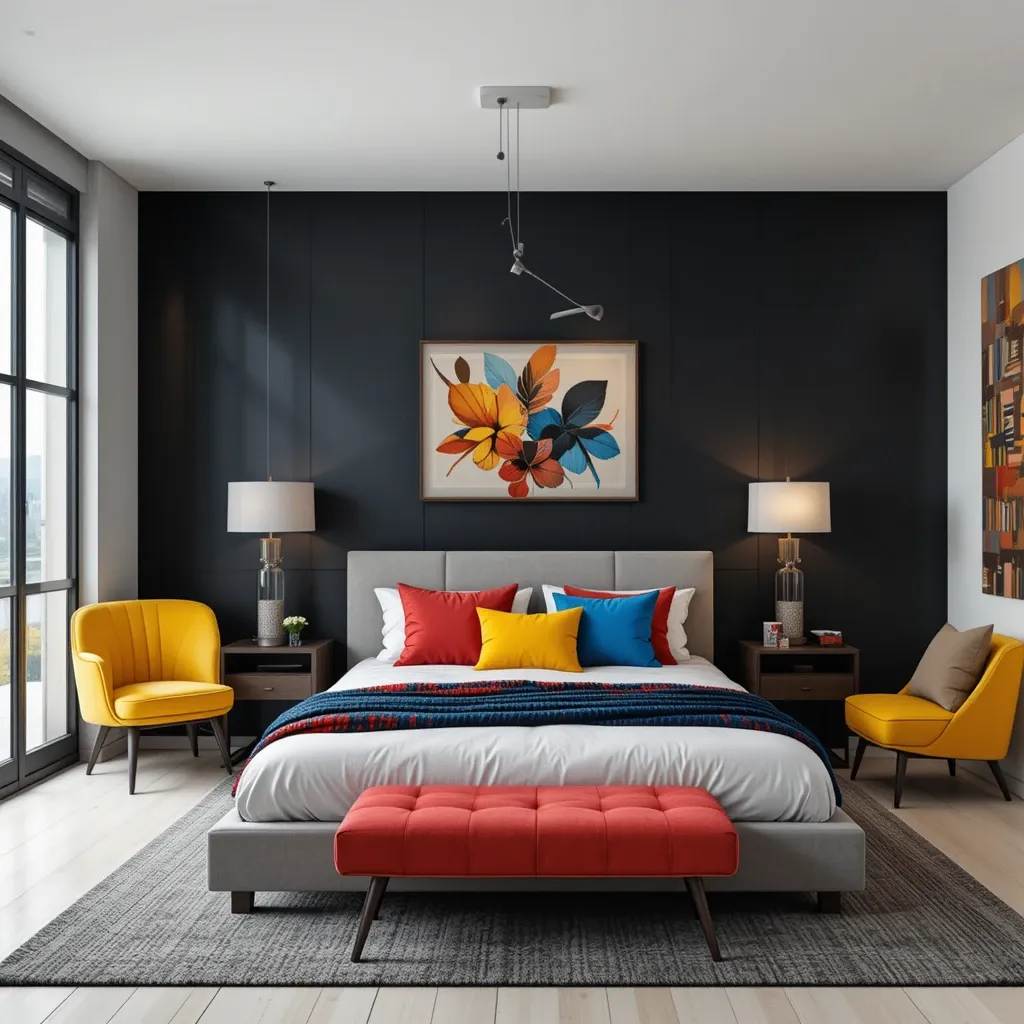 Black Feature Wall with Bright Accents